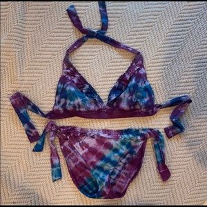 [Lucky Brand] Tie Dye Bikini •D Top •Large Bottoms